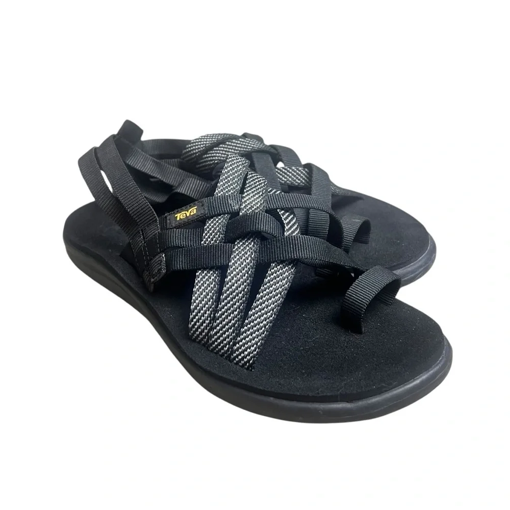 Teva Women's Voya Strappy Flip-Flop HERA BLACK Sandals SZ 8.5 - Picture 1 of 4